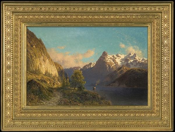 Alpen Four Kanton See Oil Painting by Alexander Swieszewski