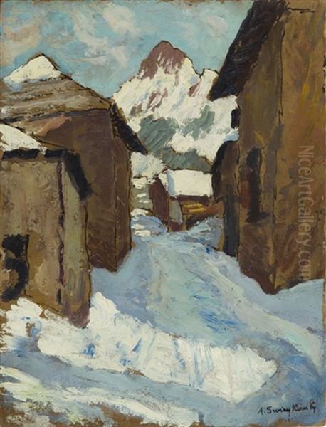 Country Town In A Mountain by Alfred Swieykowski