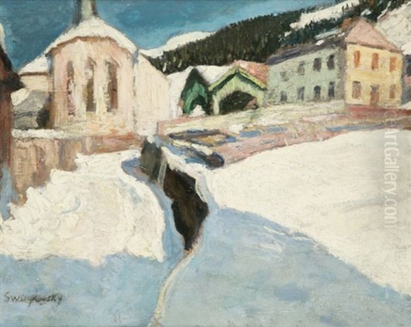 Eglise De Chatel En Haute-savoie by Alfred Swieykowski