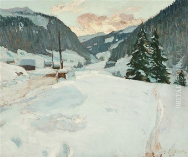 Neige En Haute-savoie Oil Painting by Alfred Swieykowski