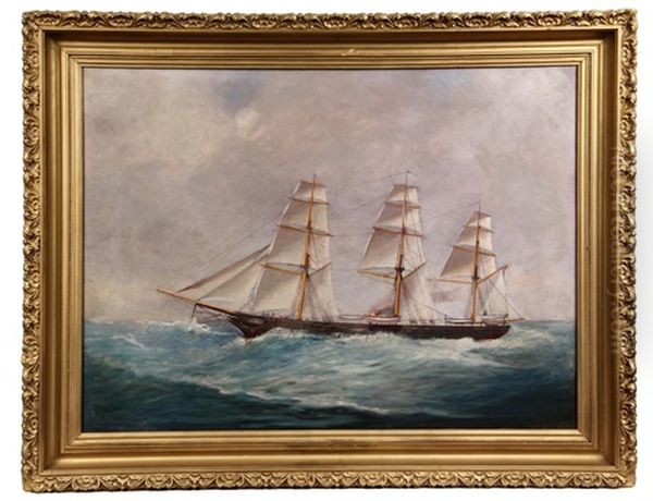 Whaler Underway In High Seas Oil Painting by Clement Nye Swift