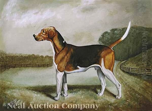 The Duke Of Beaufort's Champion Stud Dog, Vaulter, Peterboro, 1899 Oil Painting by Walter Swinburn