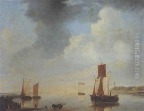 Fischerboote An Der Hollandischen Kuste Oil Painting by Henri Etienne van Swinden