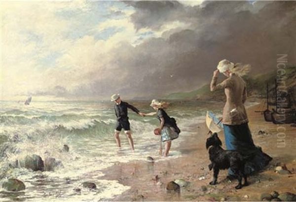 Playing In The Waves Oil Painting by George Hillyard Swinstead