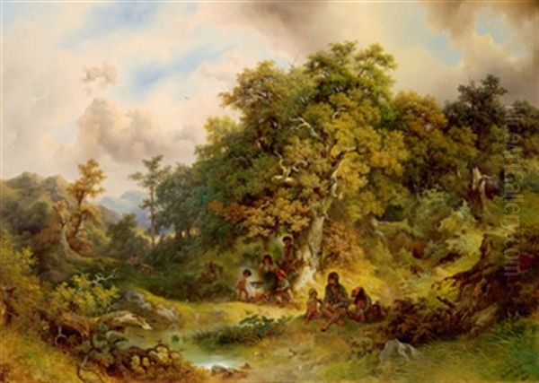 Partie Aus Dem Bakonyerwalde Oil Painting by Rudolph Swoboda the Elder