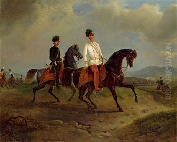 Kaiser Franz Josef Zu Pferd Oil Painting by Rudolph Swoboda the Elder