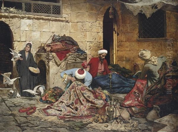 The Carpet Menders Oil Painting by Rudolph Swoboda the Younger