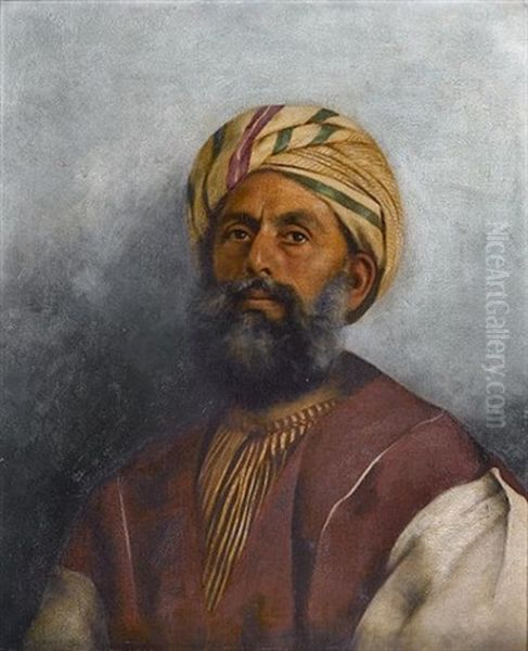 Portrait Of An Indian Gentleman Oil Painting by Rudolph Swoboda the Younger