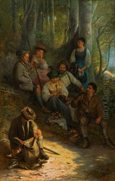 Rast Am Heimweg Von Der Alm Oil Painting by Eduard Swoboda