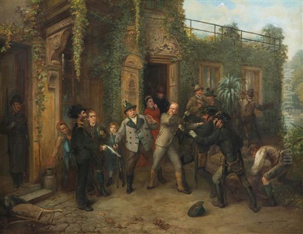 Der Befehl Zur Verhaftung (die Festnahme Eines Hochstaplers) Oil Painting by Eduard Swoboda