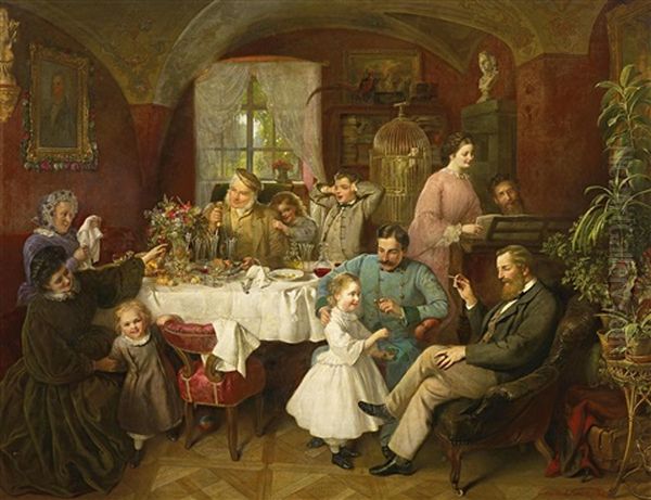 Das Familienfest Oil Painting by Eduard Swoboda