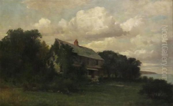 Farmhouse By A Lake Oil Painting by James Brade Sword