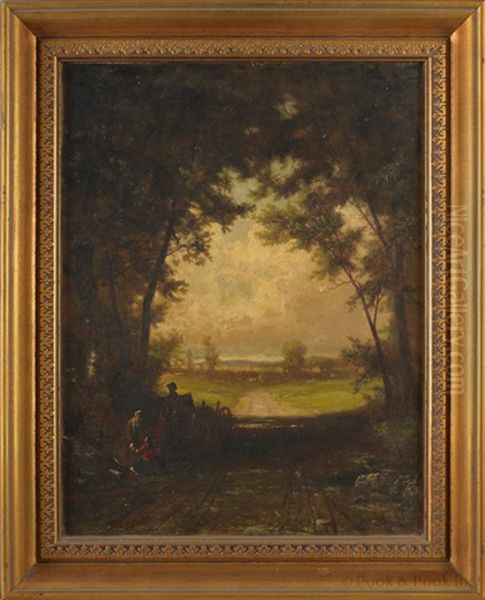 Landscape With A Picnic Scene Oil Painting by James Brade Sword