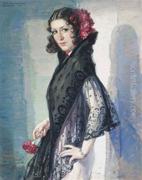 A Spanish Beauty Oil Painting by Philippe Swyncop