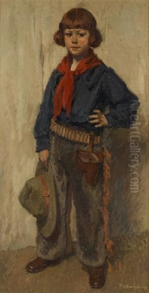 Jeune Garcon Deguise En Cow-boy Oil Painting by Philippe Swyncop