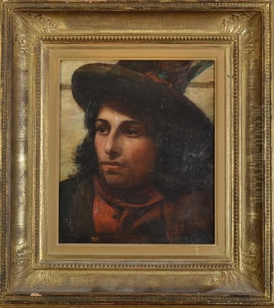 Portrait Of A Young Italian Man Oil Painting by Anna Louisa Robinson Swynnerton