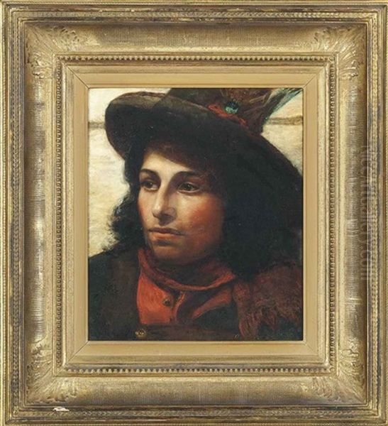 Portrait Of A Young Italian Man Oil Painting by Anna Louisa Robinson Swynnerton