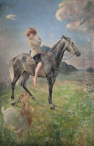 Equestrian Portrait Of Lady Mercy Marter, Daughter Of Frances, Countess Of Warwick Oil Painting by Anna Louisa Robinson Swynnerton