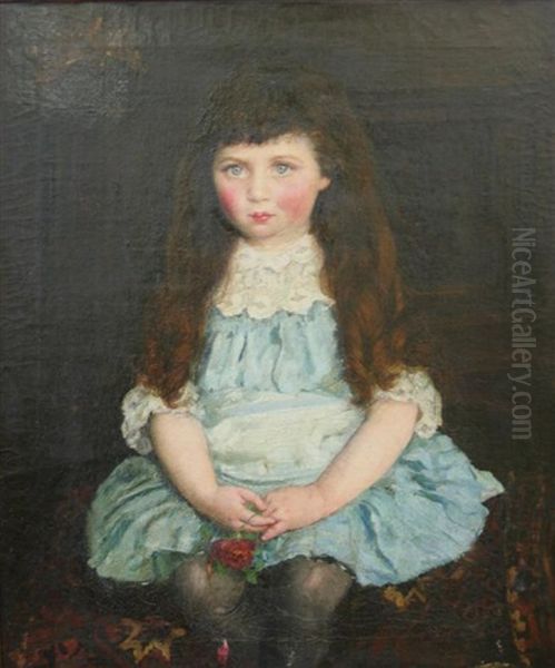 Lilie, Daughter Of W. Mcgrath Esq. Seated Wearing A Blue Dress Oil Painting by Anna Louisa Robinson Swynnerton