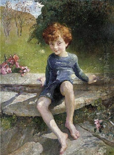 Portrait Of George Lewis In A Garden Oil Painting by Anna Louisa Robinson Swynnerton