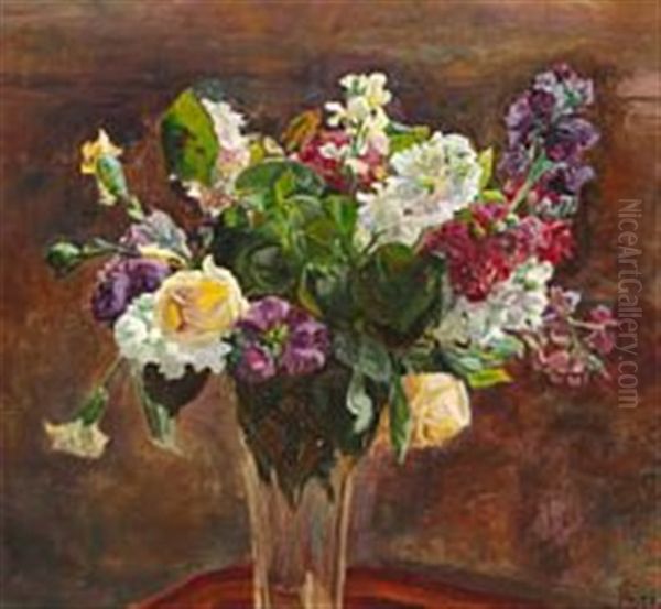 Summer Flowers In A Vase Oil Painting by Anna Louise Brigitte Syberg