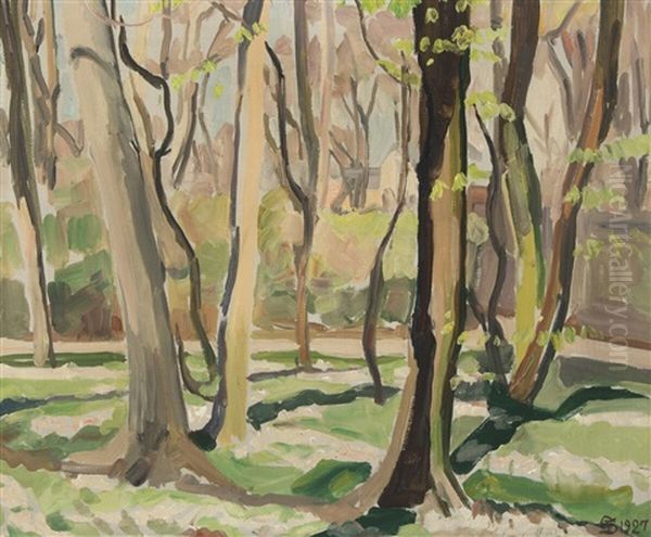 A Spring Forest Oil Painting by Fritz Syberg