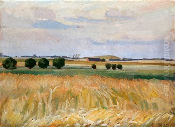 Landscape With Fields Oil Painting by Fritz Syberg