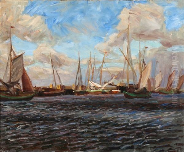 Harbour View From The South Of Funen Oil Painting by Fritz Syberg