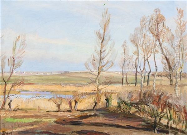 Landscape With Trees By A Stream Oil Painting by Fritz Syberg