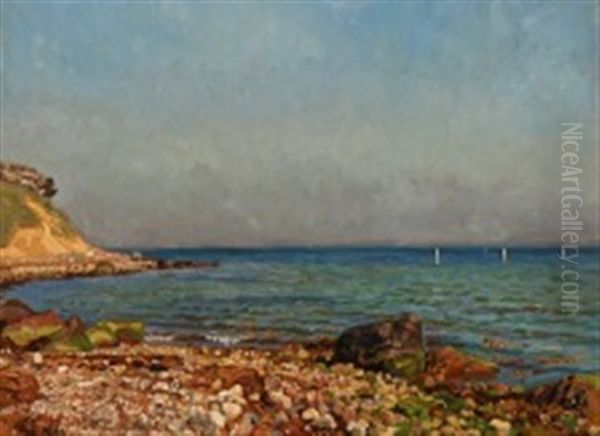 Coastal Scene With Sand Hills And A Stony Shoreline Oil Painting by Fritz Syberg