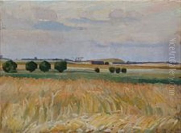 Danish Landscape With Fields Oil Painting by Fritz Syberg