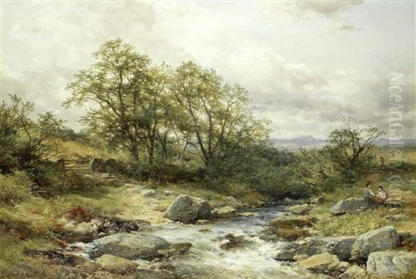 River Landscape Oil Painting by John Syer