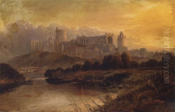 Windsor Castle From The Thames Oil Painting by John C. Syer