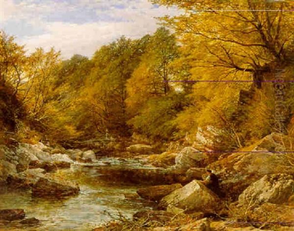 A Rocky Stream Oil Painting by John C. Syer