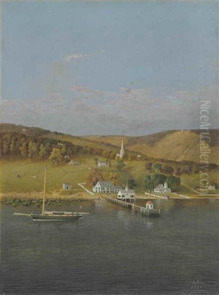 View Of Staten Island: Grymes Hill And Quarantine Dock, 1884 Oil Painting by Frederick J. Sykes