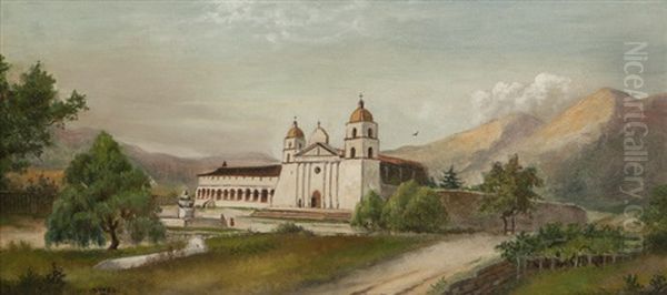 Santa Barbara Mission Oil Painting by John Sykes