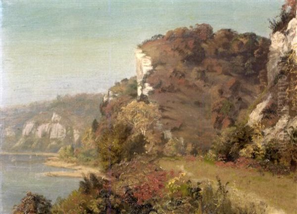 Piasa Bluffs On The Mississippi Oil Painting by Frederick Oakes Sylvester