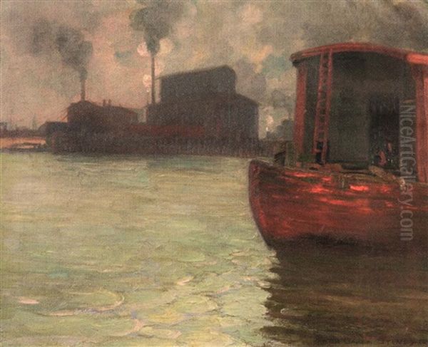 Mississippi Harbor Scene Oil Painting by Frederick Oakes Sylvester