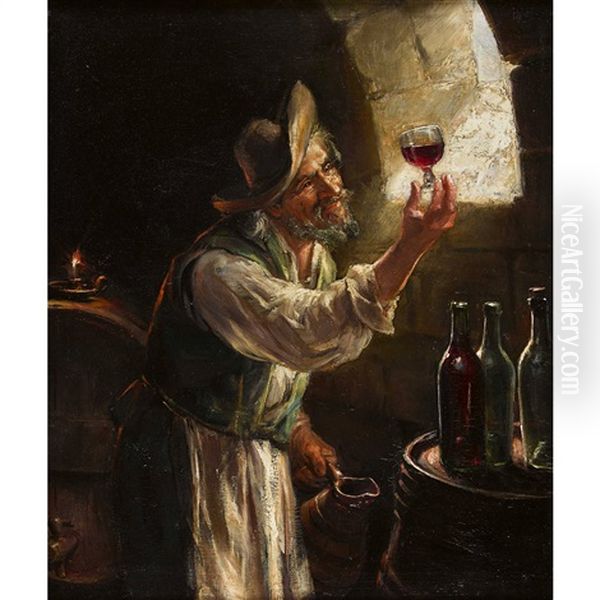 Der Winzer Im Weinkeller Oil Painting by Joseph Noel Sylvestre