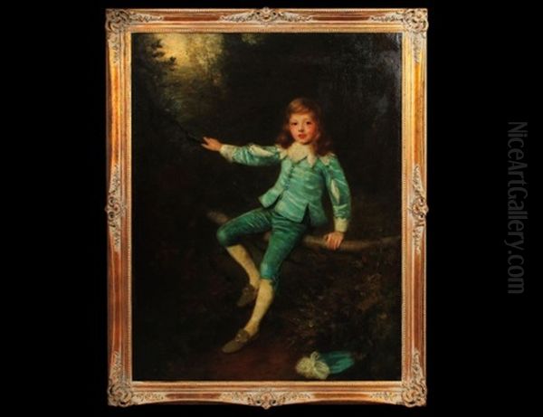 Young Boy In Blue Oil Painting by William Robert Symonds