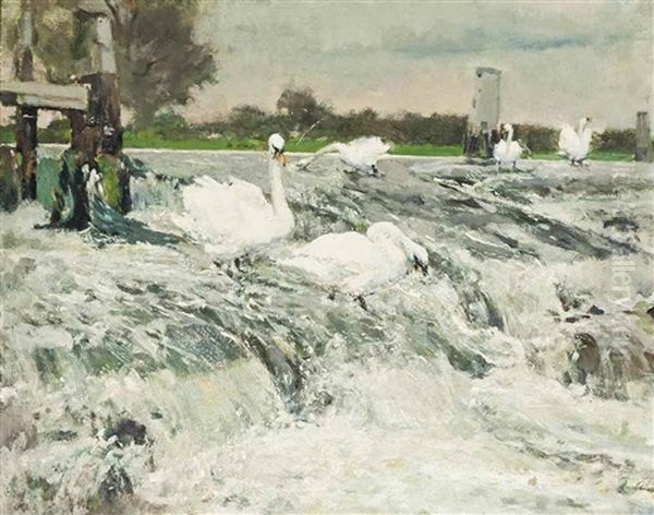 Fishers On The Weir Oil Painting by William Christian Symons