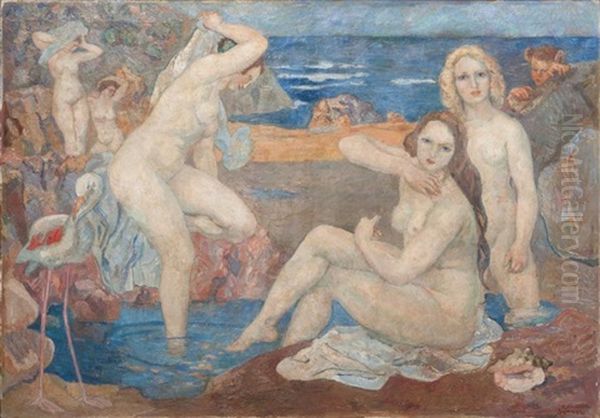 Baigneuses Oil Painting by Tancrede Synave