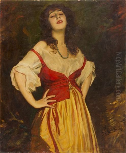 Gypsy Oil Painting by Boleslaw Von Szankowski