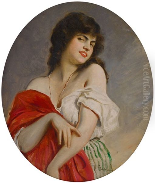 Portrait Einer Jungen Frau Oil Painting by Boleslaw Von Szankowski