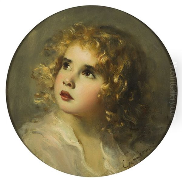 Portrait Of A Girl Oil Painting by Boleslaw Von Szankowski