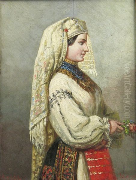 The Bride Of Vlasca Oil Painting by Carol Popp De Szathmari