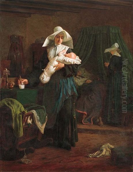 The Nun Oil Painting by Bertalan Szekely Von Adamos