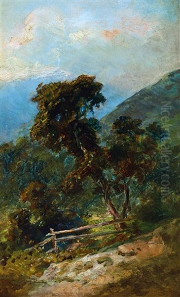 Hillside Oil Painting by Bertalan Szekely Von Adamos