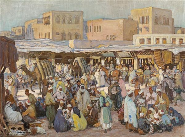 Markt In Aleppo Oil Painting by Andar Szekely von Doba