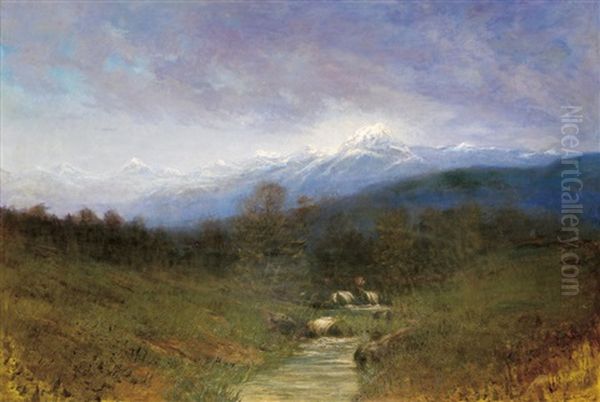 View Of The Tatras Oil Painting by Jeno Szepesi-Kuszka